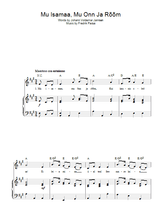 Produktgalerie: Seite 1 von 1 Mu Isamaa, Mu Onn Ja Room (Estonian National Anthem), Fredrik Pacius, Gesang, Gitarre, Klavier