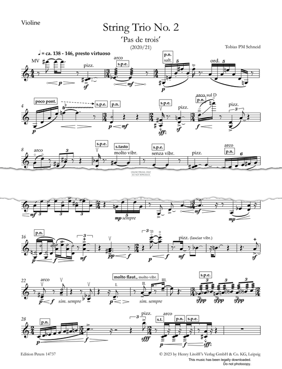 Produktgalerie: Seite 1 von 1 String Trio No. 2 “Pas de Trois”, Tobias PM Schneid, Viola, Violine, Violoncello