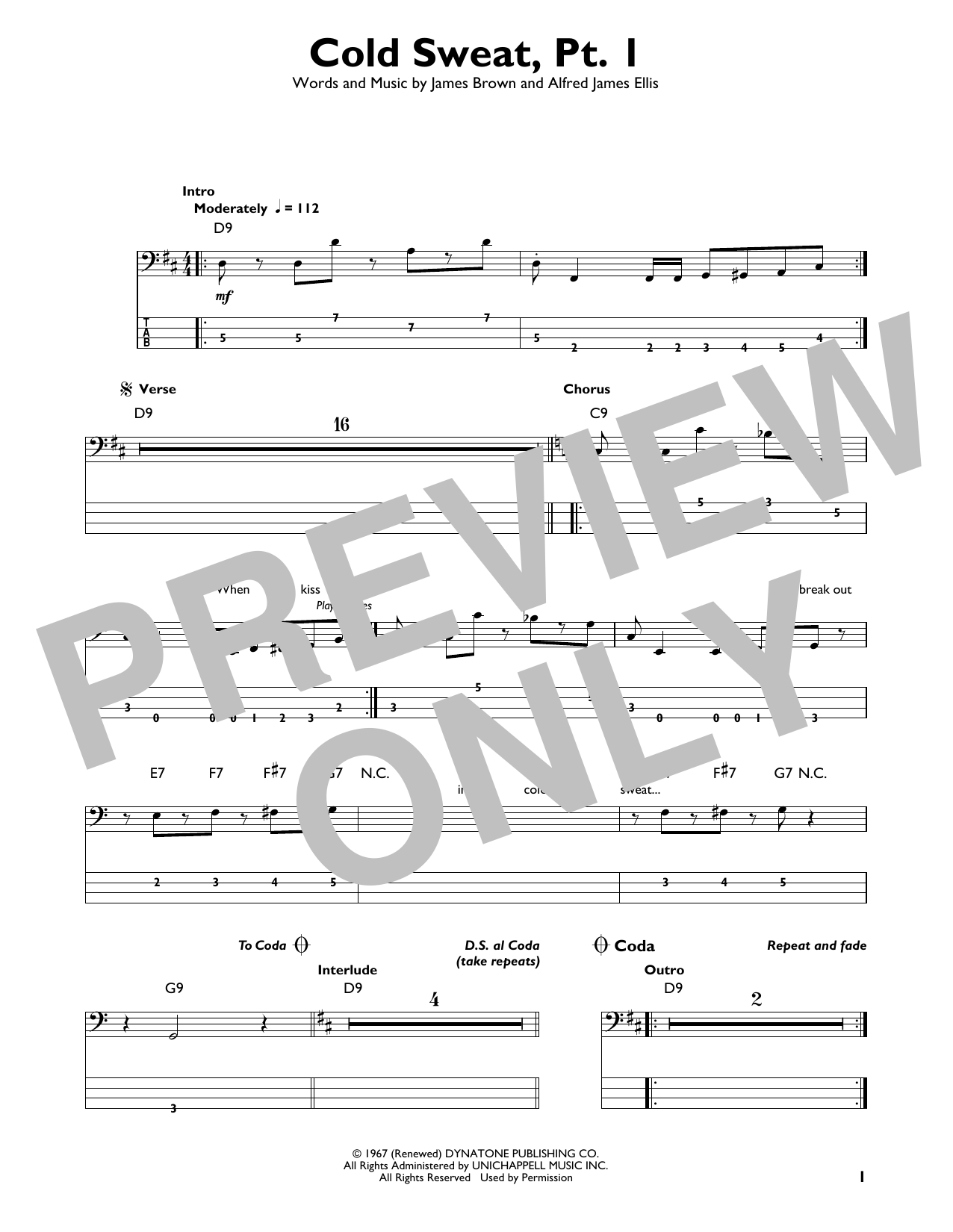 Produktgalerie: Seite 1 von 1 Cold Sweat, Pt. 1, James Brown, E-Bass, Gitarre