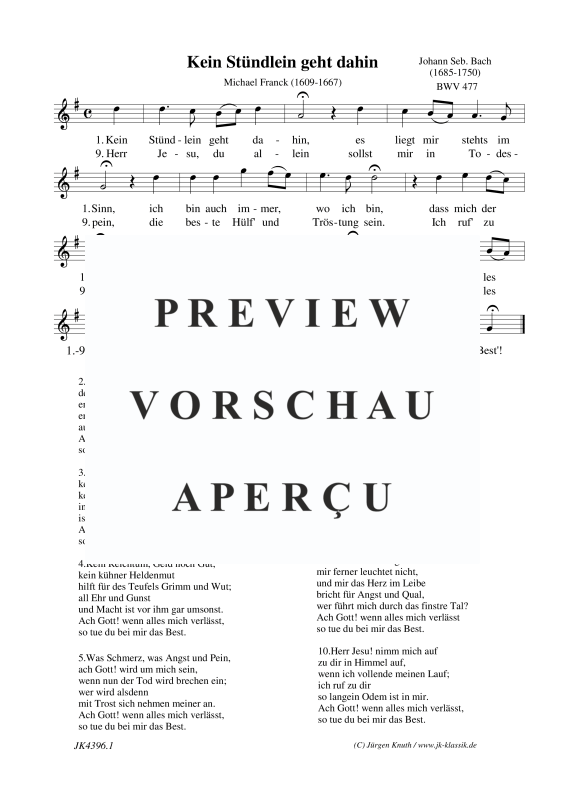 Produktgalerie: Seite 2 von 3 Kein Stündlein geht dahin BWV 477, , Gesang und Klavier