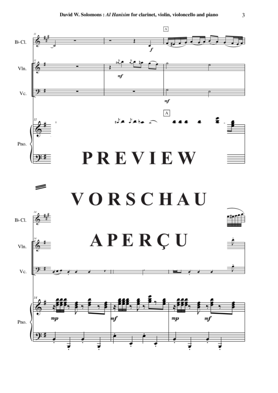 Product gallery: Page 4 of 21 Al Hanisim , , (Quartet for clarinet in Bb, violin, violoncello + piano)