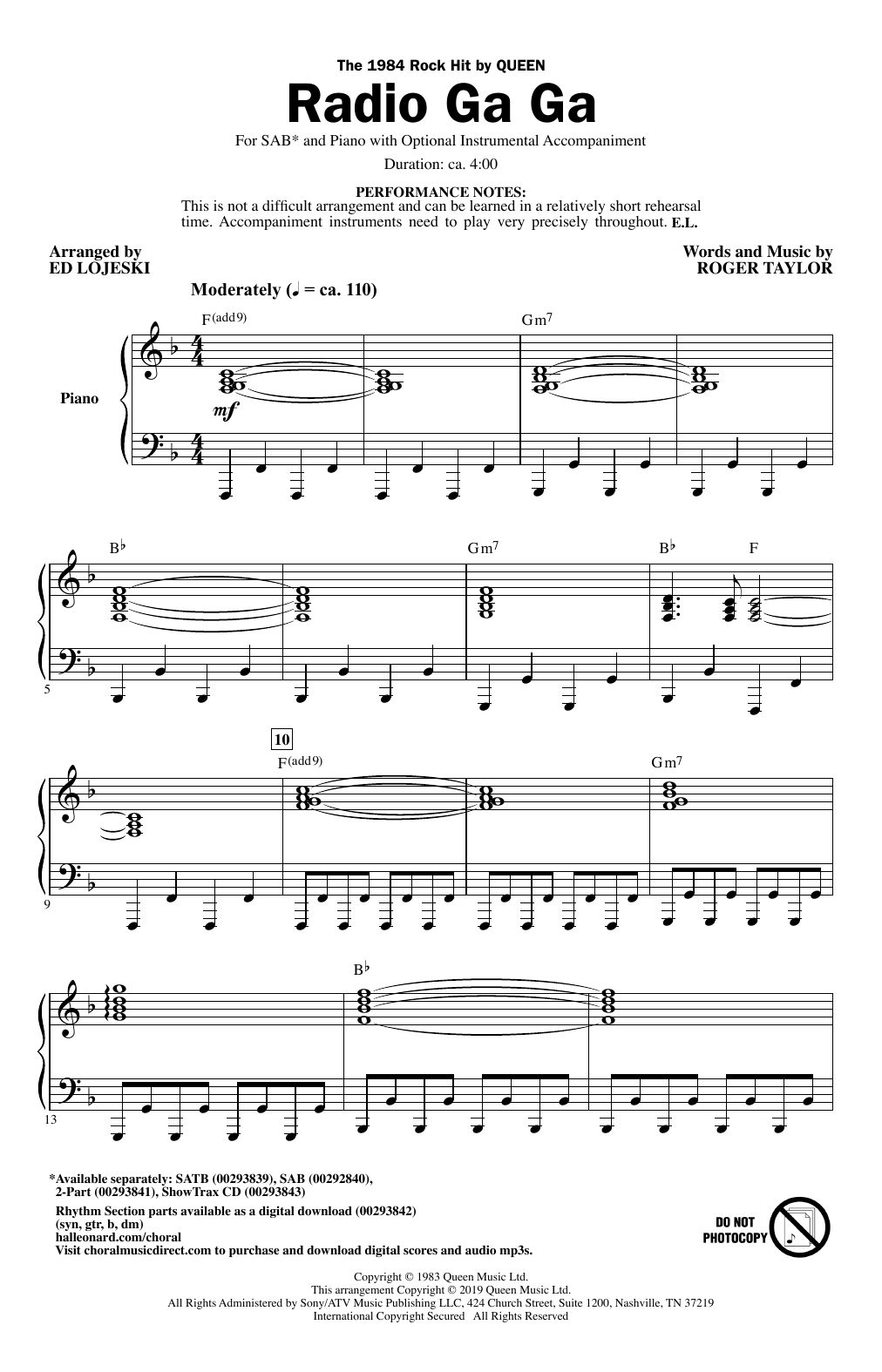 Produktgalerie: Seite 1 von 1 Radio Ga Ga (arr. Ed Lojeski), Queen, Chor