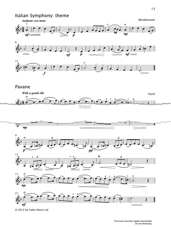 gallery: Theme (from 'The Italian Symphony'), Felix Mendelssohn, Violine