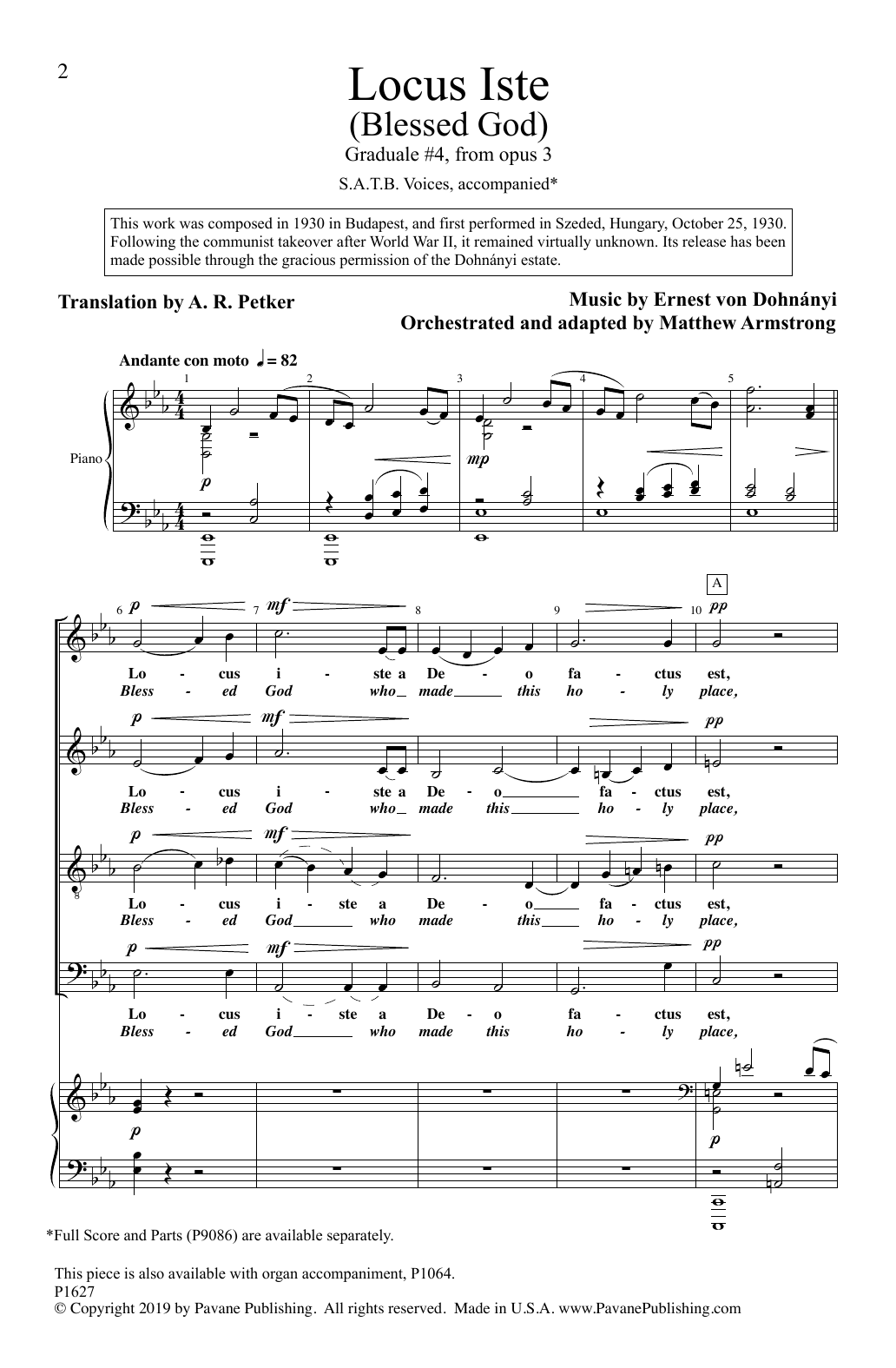 Produktbild zu: Locus Iste (Blessed God) (Graduale #4, from Opus 3) (adapted by Matthew Armstrong)