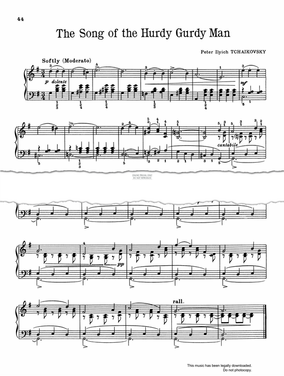 Produktgalerie: Seite 1 von 1 The Song Of The Hurdy Gurdy Man, Pyotr Ilyich Tchaikovsky, Klavier