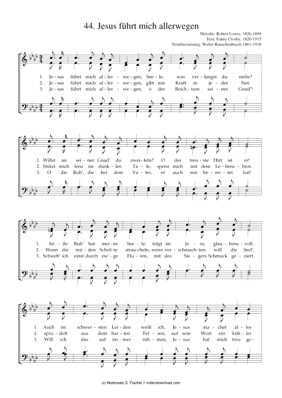 Product picture to: Jesus führt mich allerwegen  Robert Lowry, 1826-1899 / Fanny Crosby, 1820-1915