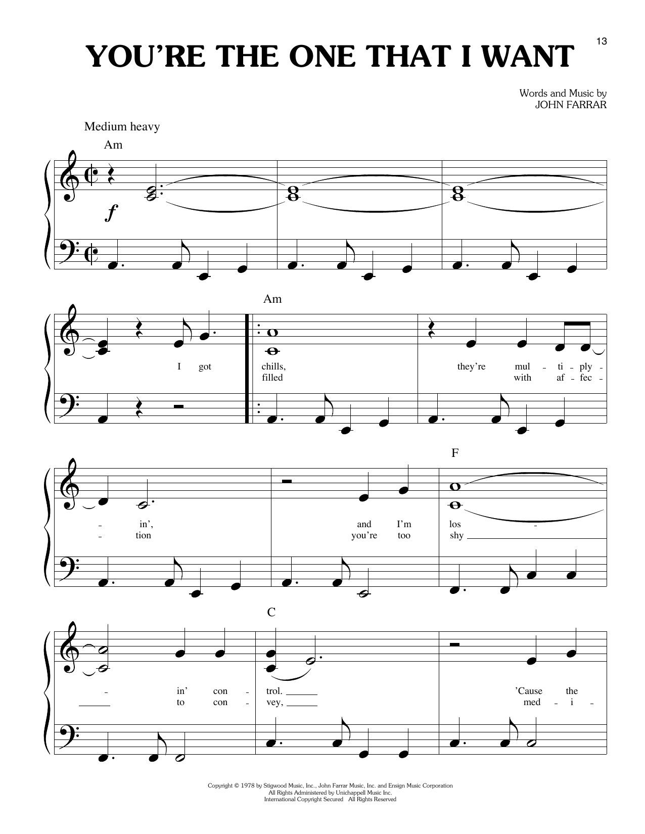 Produktgalerie: Seite 1 von 1 You're The One That I Want (from Grease), Olivia Newton-John and John Travolta, Klavier