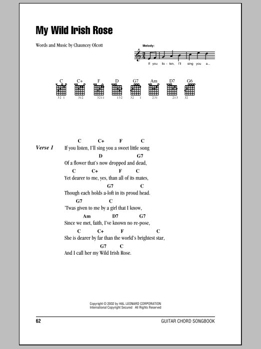 Product picture to:  My Wild Irish Rose - Chauncey Olcott