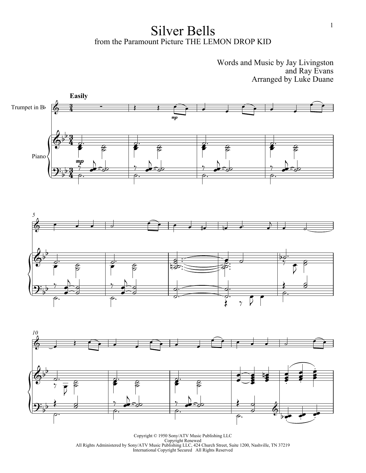 Produktgalerie: Seite 1 von 1 Silver Bells, Ray Evans, Horn, Klavier