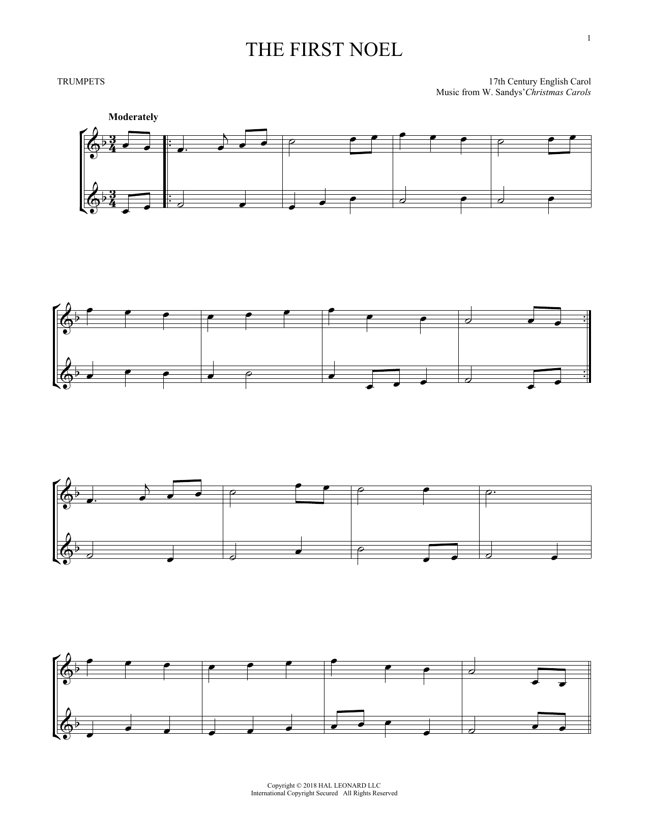 Produktgalerie: Seite 1 von 1 The First Noel, 17th Century English Carol, Trompete