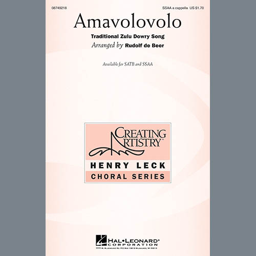 cover: Amavolovolo (arr. Rudolf de Beer), Traditional Zulu Dowry Song, Chor