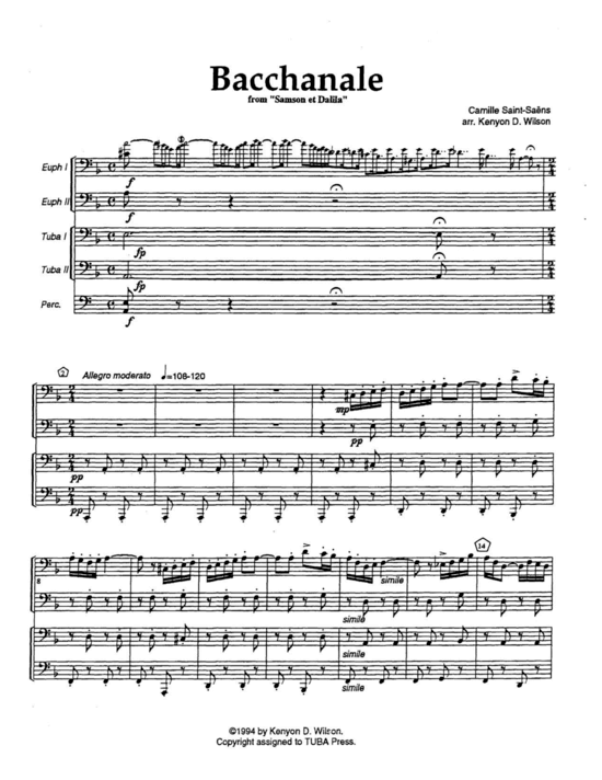 Product picture to: Bacchanale Tuba Quartett + Percussion)Camille Saint-Saens