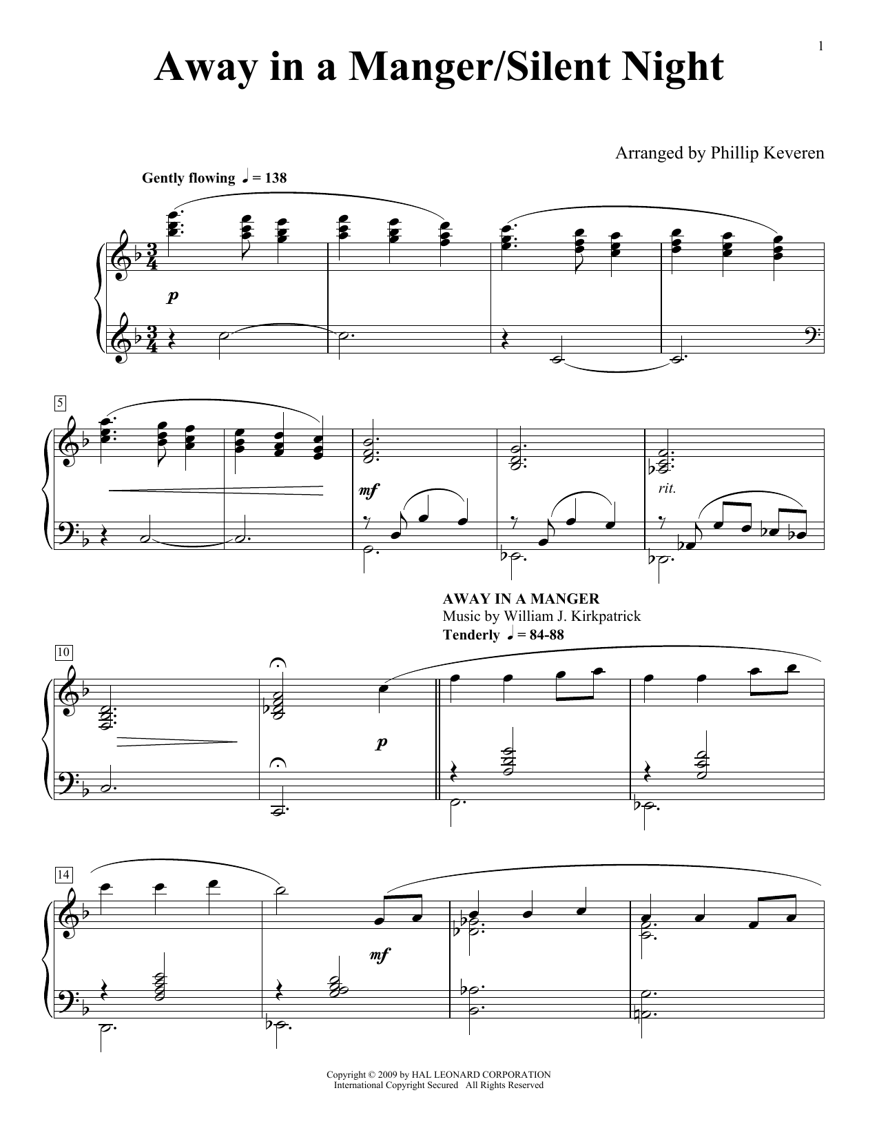 Produktbild zu: Away In A Manger/Silent Night (arr. Phillip Keveren)