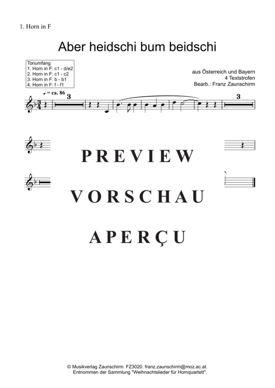 Produktgalerie: Seite 3 von 6 Aber heidschi bum beidschi , , (Horn-Quartett)