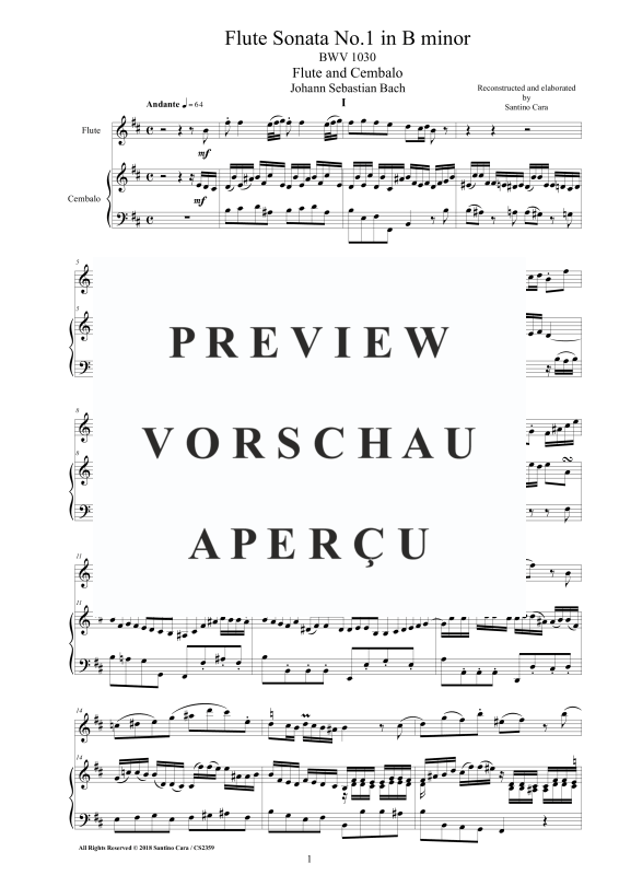Product gallery: Page 2 of 11 Flöten Sonate Nr. 1 in H-Moll BWV 1030, , Flute and Harpsichord/Piano