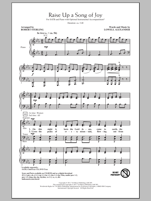 Product gallery: Page 1 of 1 Raise Up A Song Of Joy, Robert Sterling