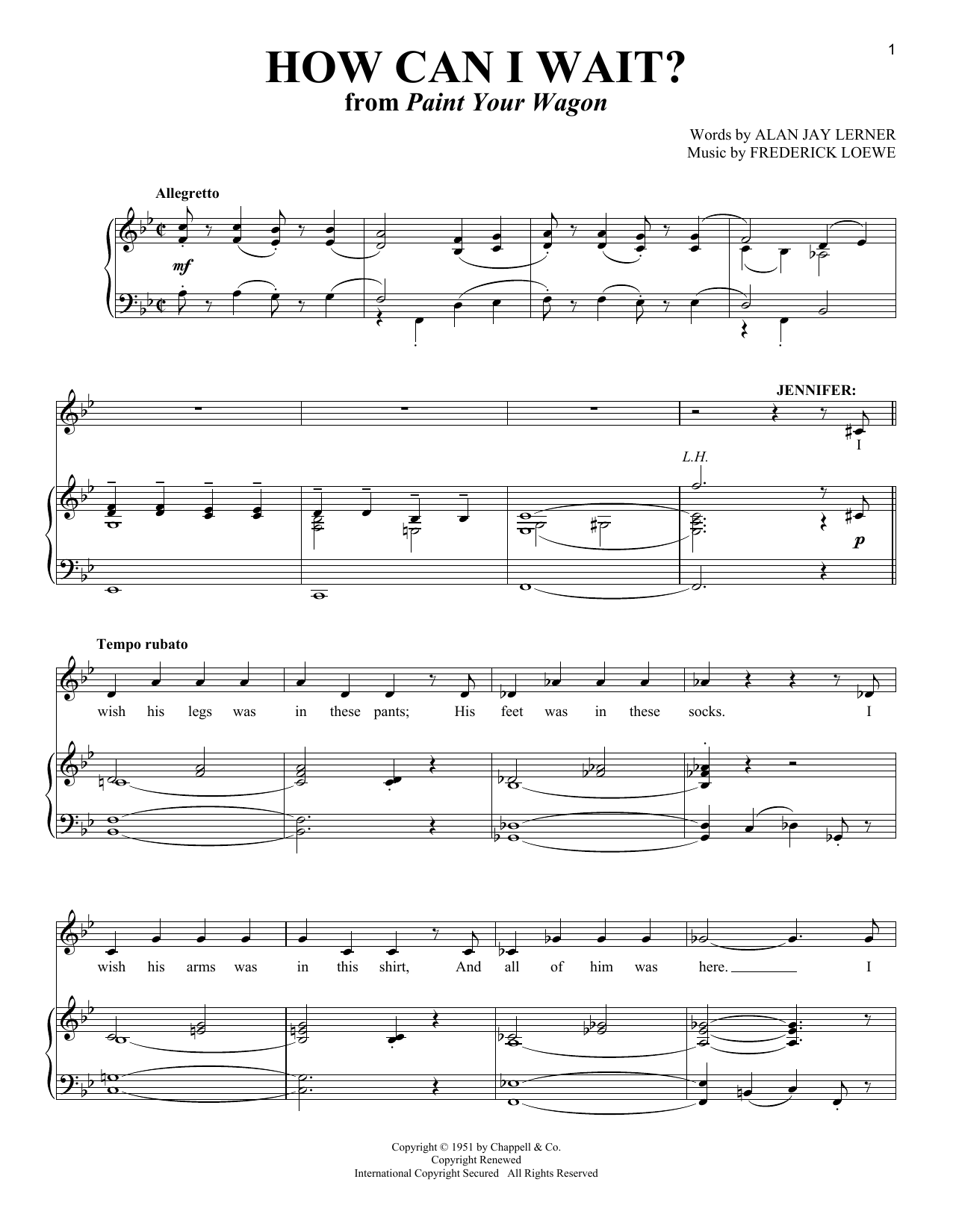 Produktgalerie: Seite 1 von 1 How Can I Wait (from Paint Your Wagon), Lerner & Loewe, Gesang, Klavier