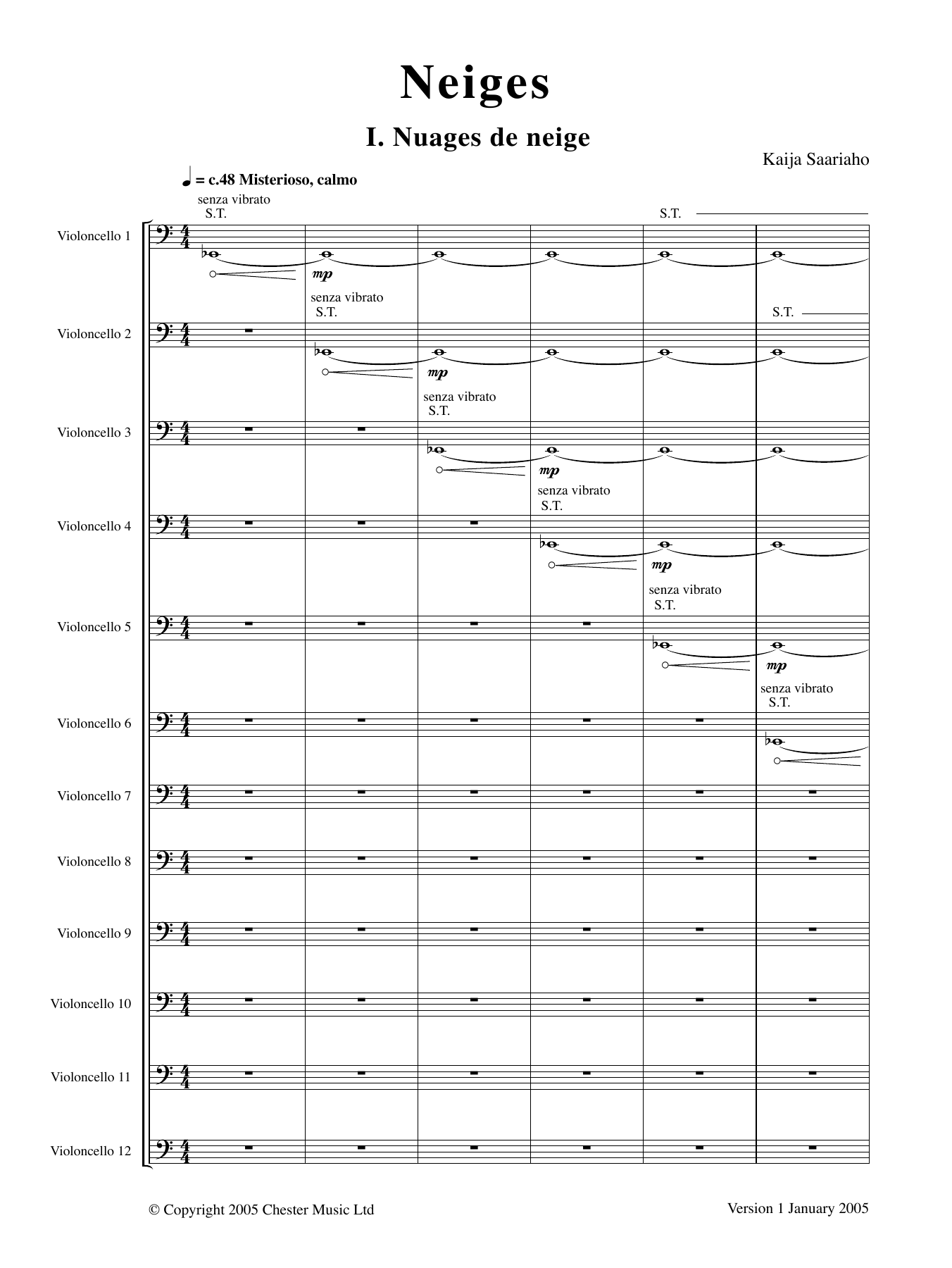 Product picture to: Neiges (Version for twelve cellists)