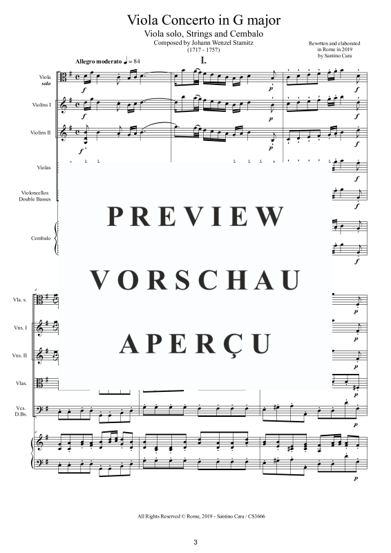 Produktgalerie: Seite 4 von 11 Viola Konzert in G-Dur, , Viola Solo, Streicherensemble und Cembalo BC