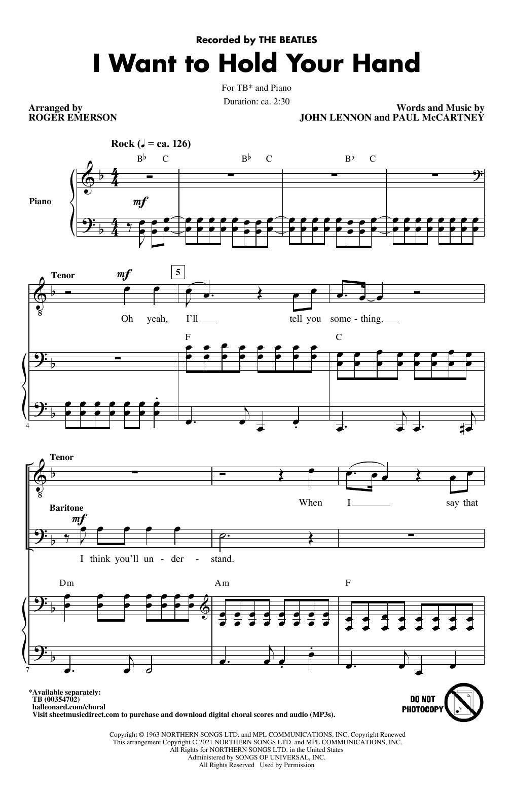 Produktgalerie: Seite 1 von 1 I Want To Hold Your Hand (arr. Roger Emerson), The Beatles, Chor