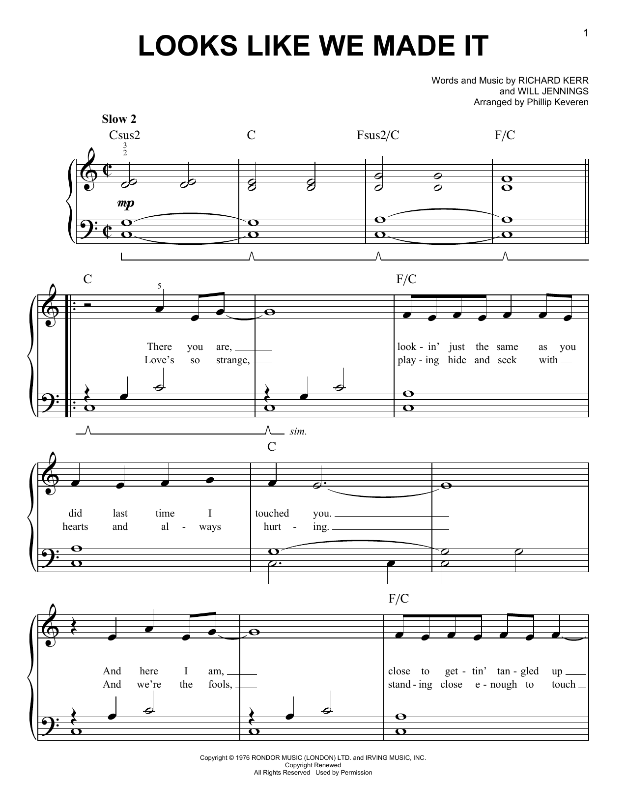 Product picture to: Looks Like We Made It (arr. Phillip Keveren)