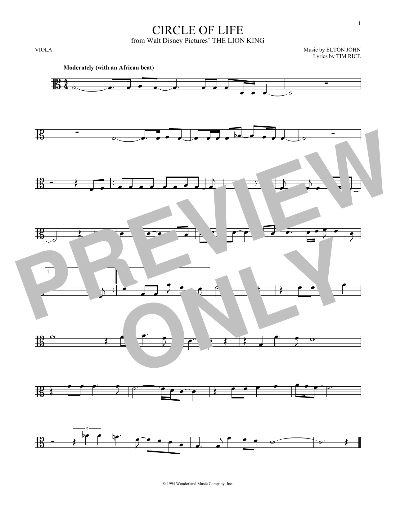 Product gallery: Page 1 of 1 Circle Of Life (from The Lion King), Elton John
