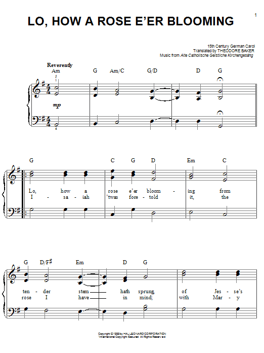 Product gallery: Page 1 of 1 Lo, How A Rose E'er Blooming, 15th Century German Carol