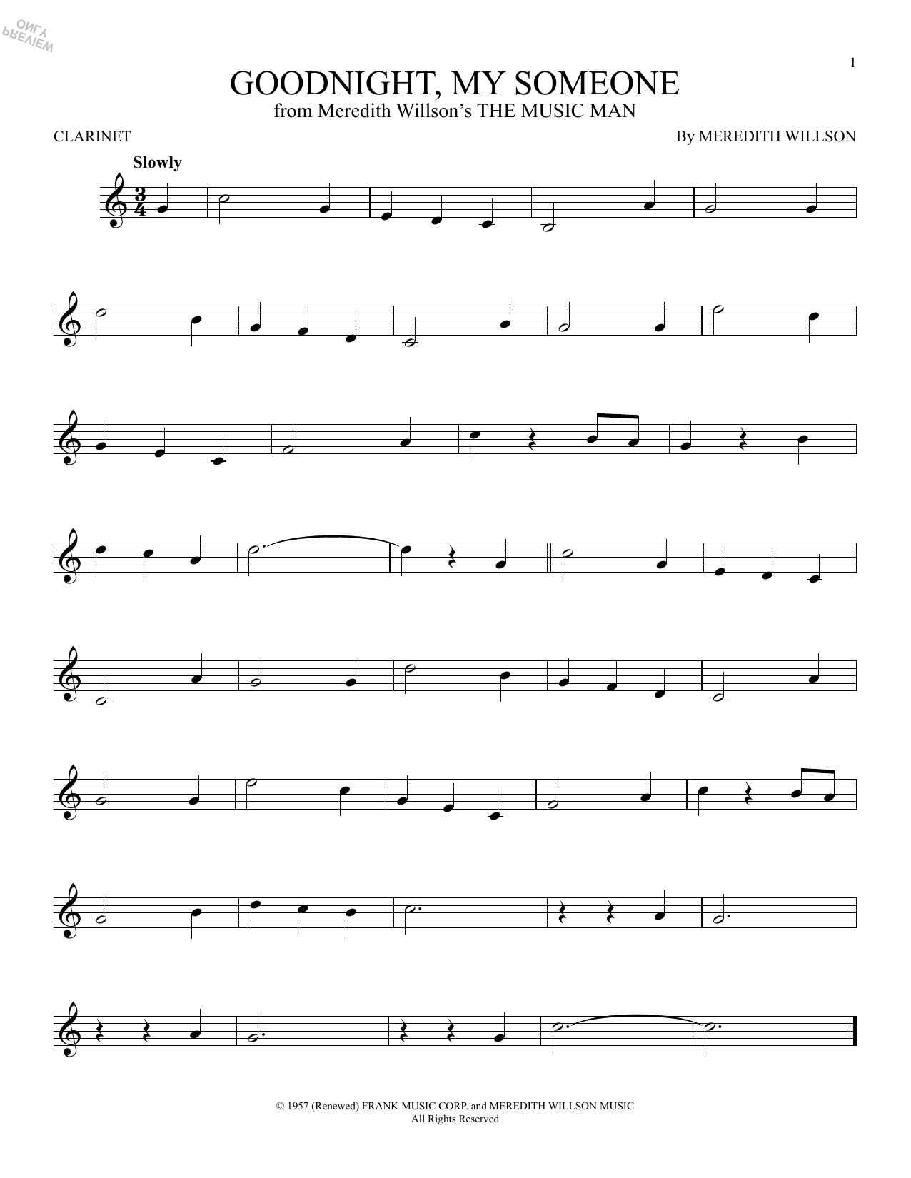 Product gallery: Page 1 of 1 Goodnight, My Someone (from The Music Man), Meredith Willson