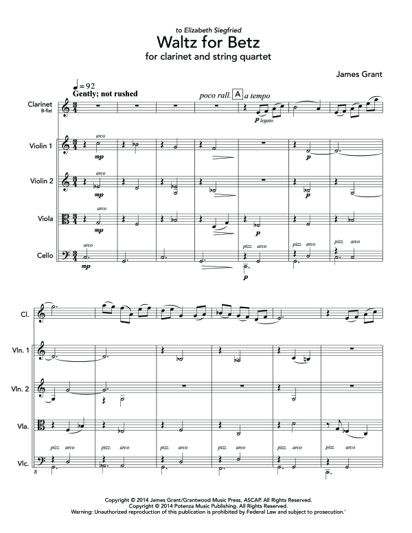 Produktgalerie: Seite 1 von 11 Waltz for Betz, , (Ensemble Klarinette Solo und Streicher Quartett/Quintett)