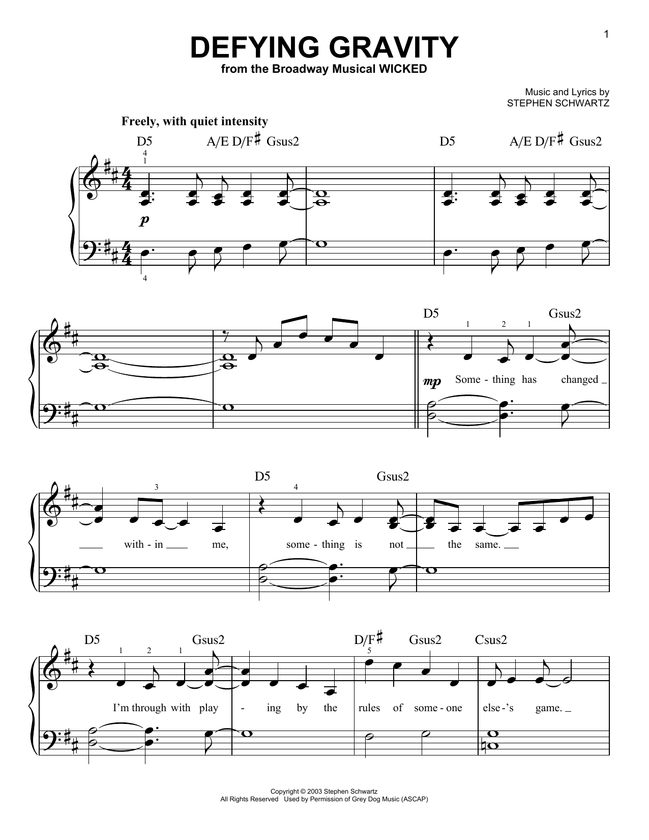 Produktgalerie: Seite 1 von 1 Defying Gravity (from Wicked), Stephen Schwartz, Klavier