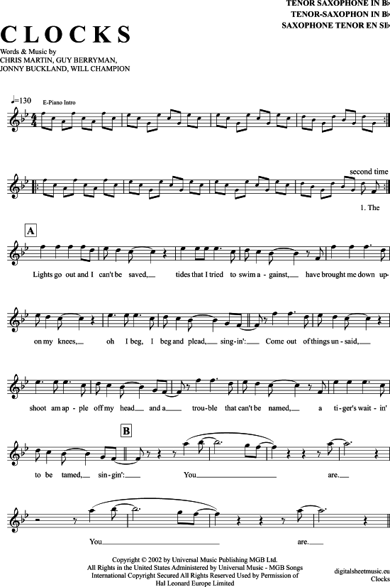 Product picture to: Clocks Coldplay