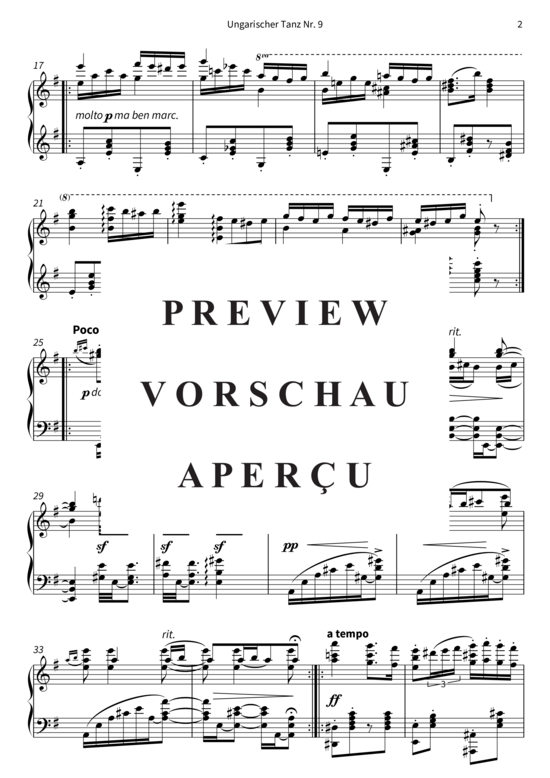 Produktgalerie: Seite 5 von 6 Ungarischer Tanz Nr. 9 , , Klavier Solo