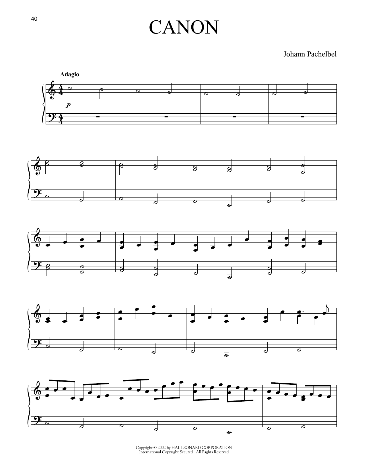 Produktgalerie: Seite 1 von 1 Canon In D, Johann Pachelbel, Klavier