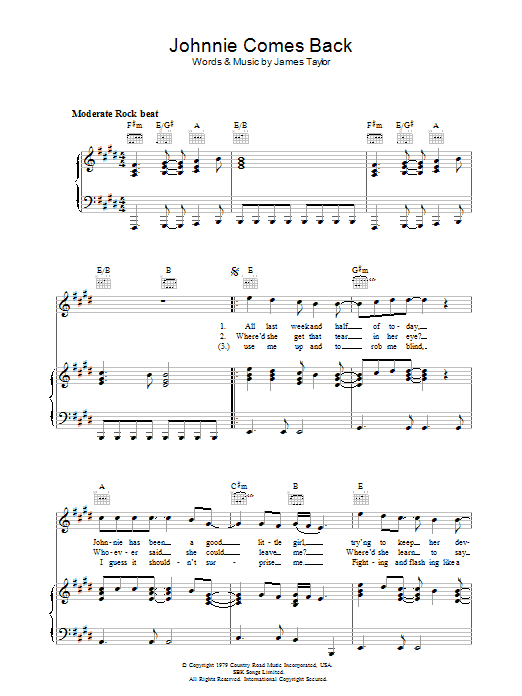 Produktgalerie: Seite 1 von 1 Johnnie Comes Back, James Taylor, Gesang, Gitarre, Klavier
