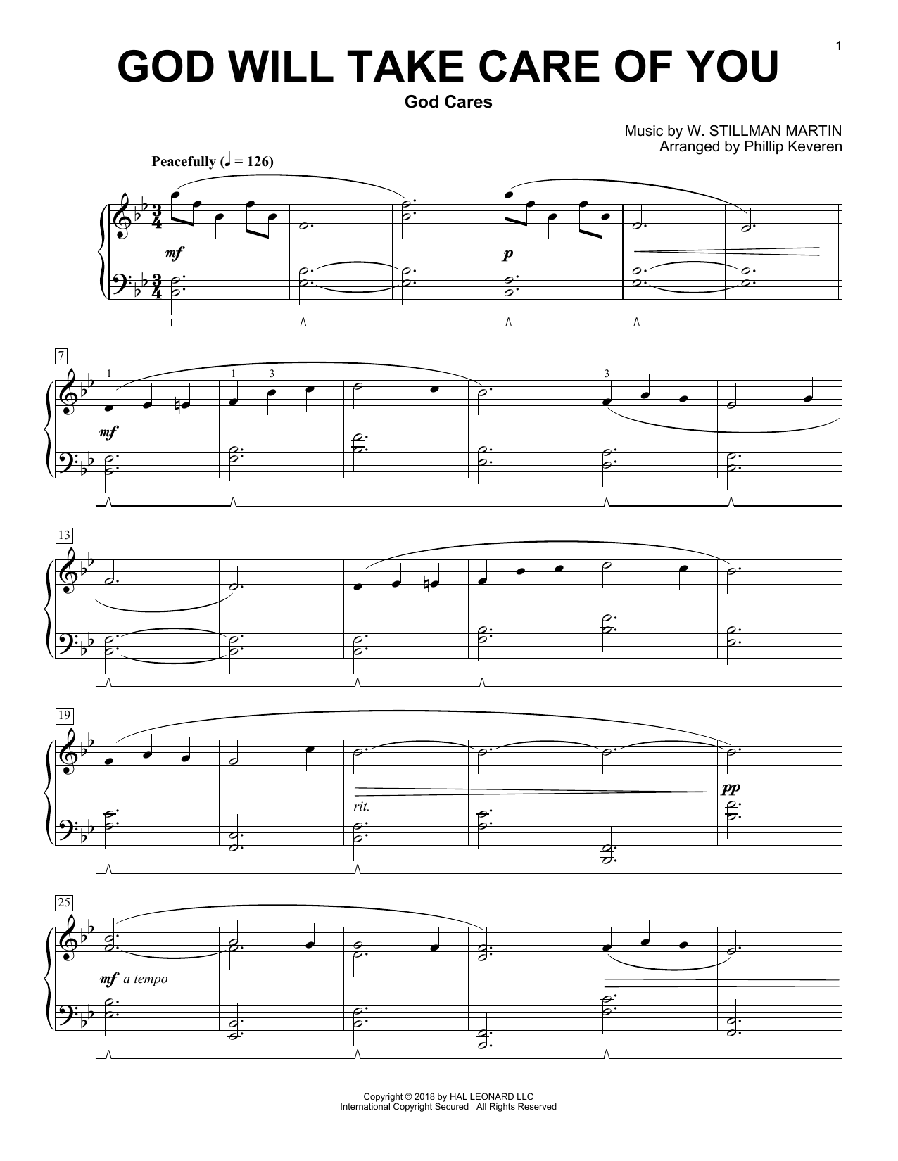 Produktbild zu: God Will Take Care Of You (arr. Phillip Keveren)