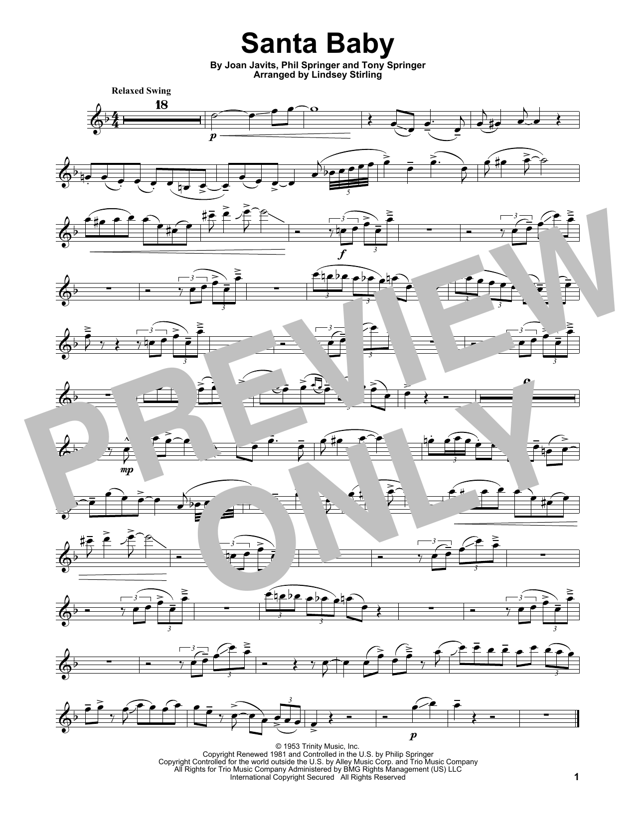 Product gallery: Page 1 of 1 Santa Baby, Lindsey Stirling