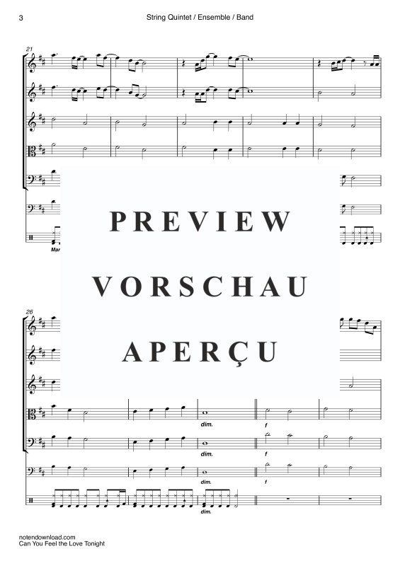 Produktgalerie: Seite 6 von 11 Can You Feel The Love Tonight, John, Elton, Streicher Quintett/Ensemble/Band - Klavier, E-Bass und Drum Set opt.