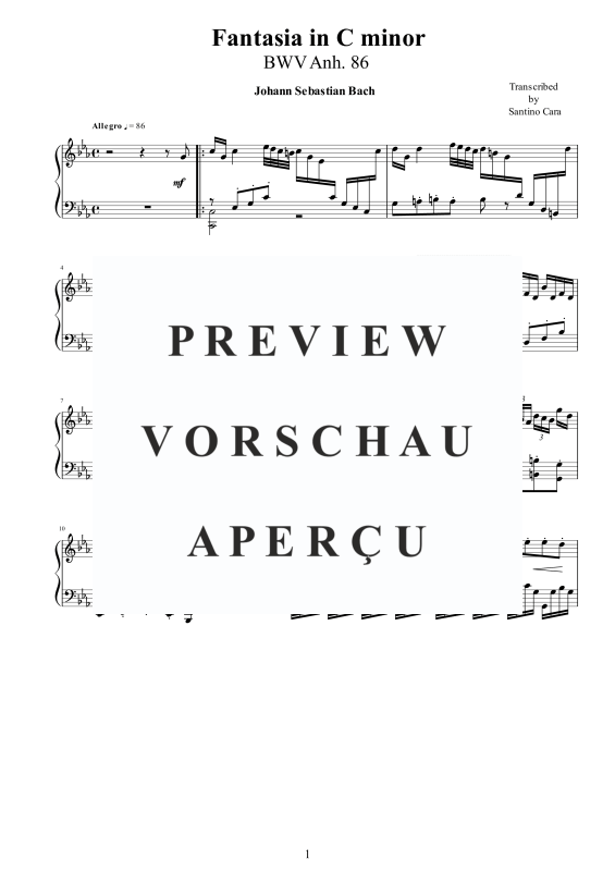 Produktgalerie: Seite 2 von 11 Fantasia in C-Moll BWV Anh. 86, , Klavier Solo
