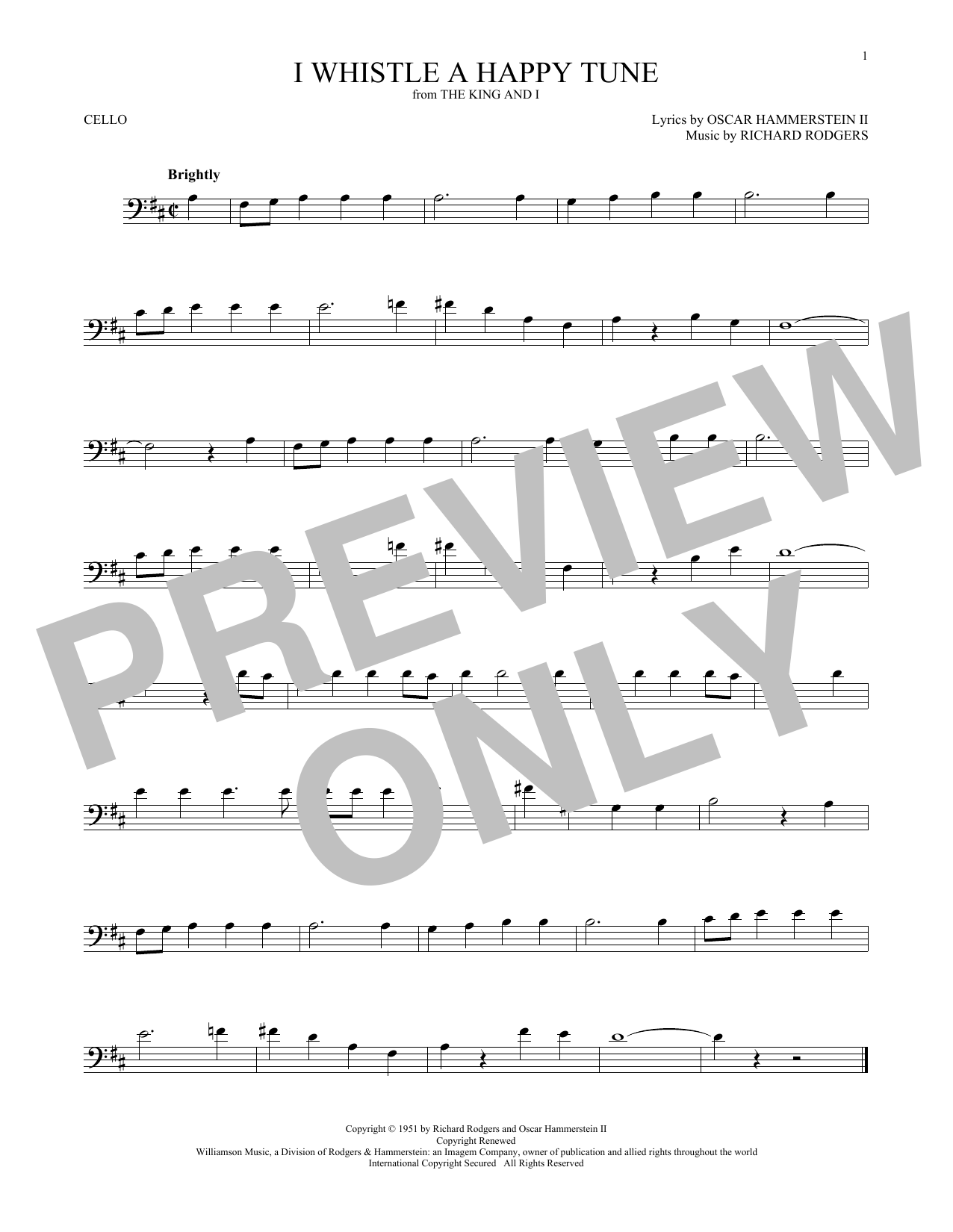 Produktgalerie: Seite 1 von 1 I Whistle A Happy Tune, Rodgers & Hammerstein, Violoncello