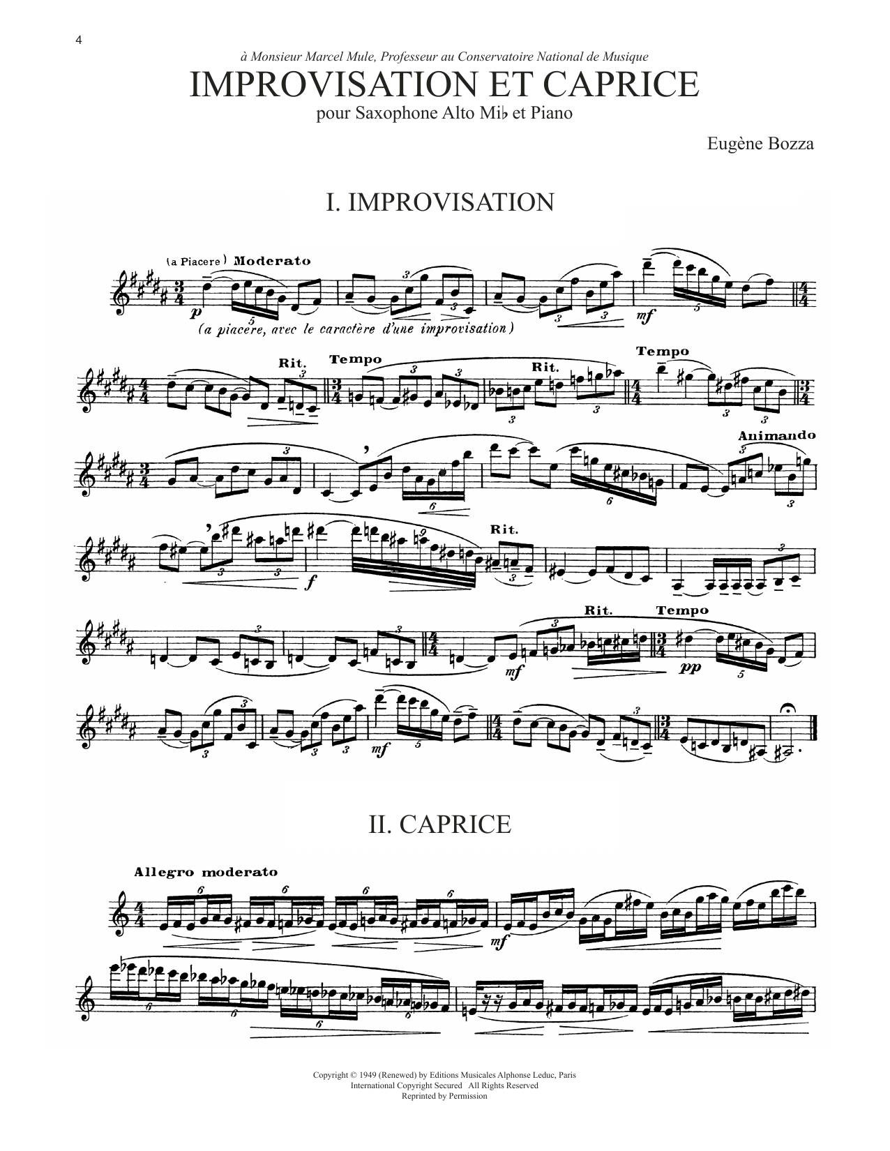 Product gallery: Page 1 of 1 Improvisation Et Caprice, Eugène Bozza