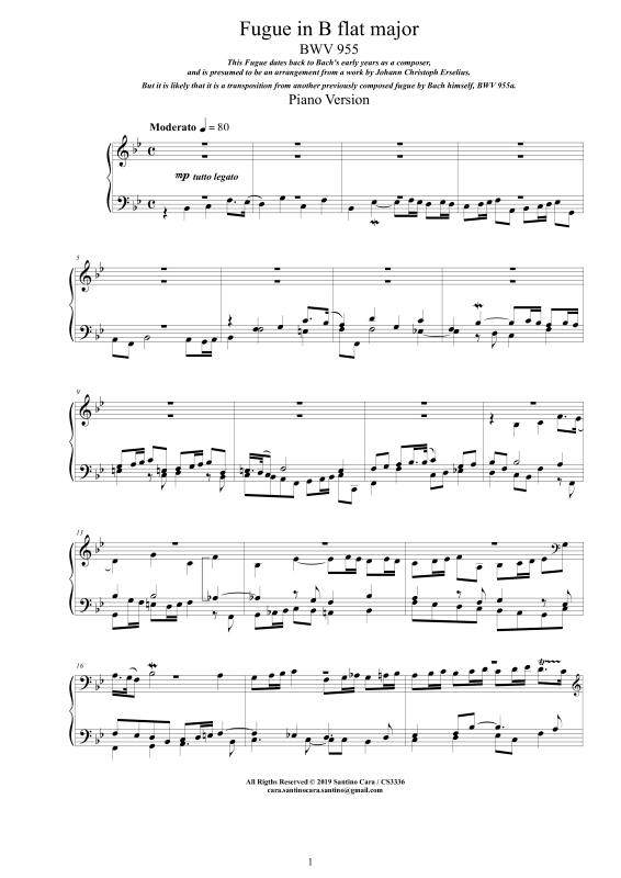Produktbild zu: Fuge in B-Dur BWV 955Johann Sebastian Bach