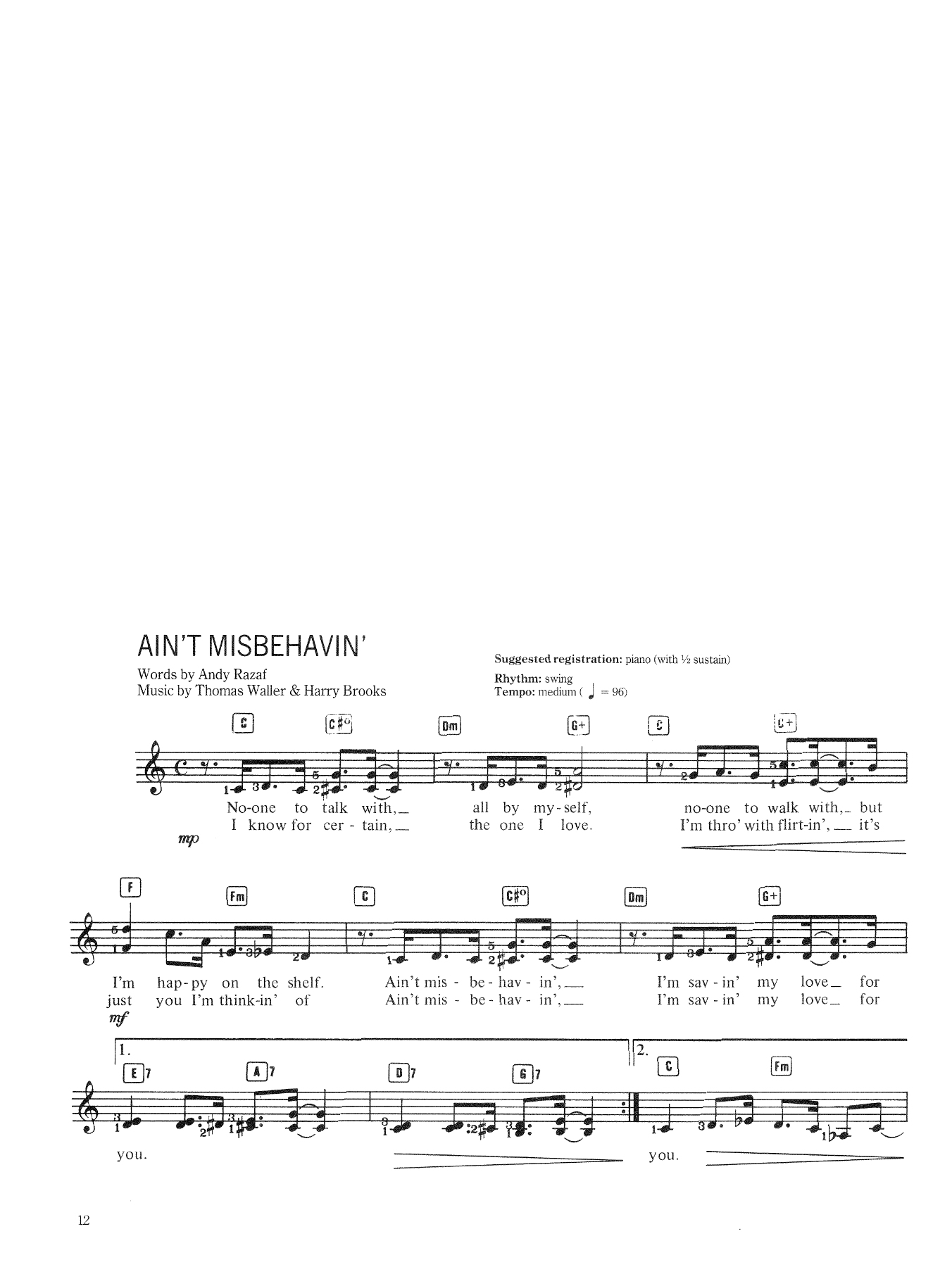 Produktgalerie: Seite 1 von 1 Ain't Misbehavin', Thomas "Fats" Waller, Melodieinstrument
