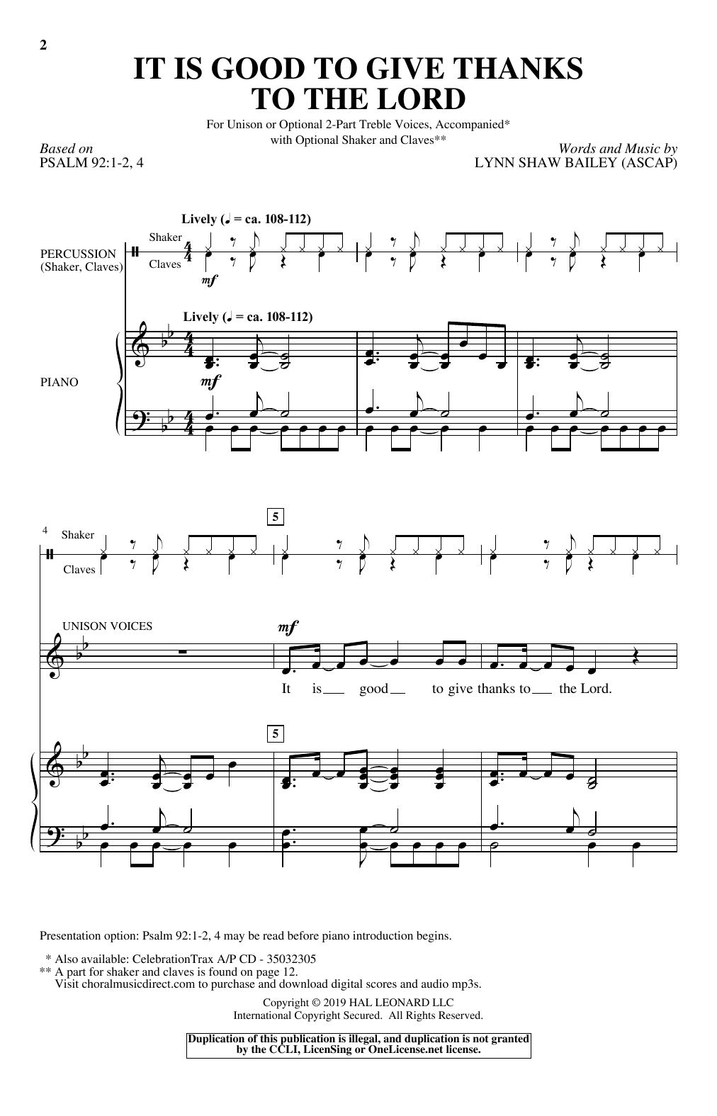 Produktbild zu: It Is Good To Give Thanks To The Lord