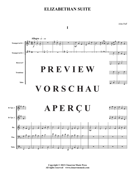 Produktgalerie: Seite 2 von 18 Elizabethan Suite , , (Blechbläser-Quintett)