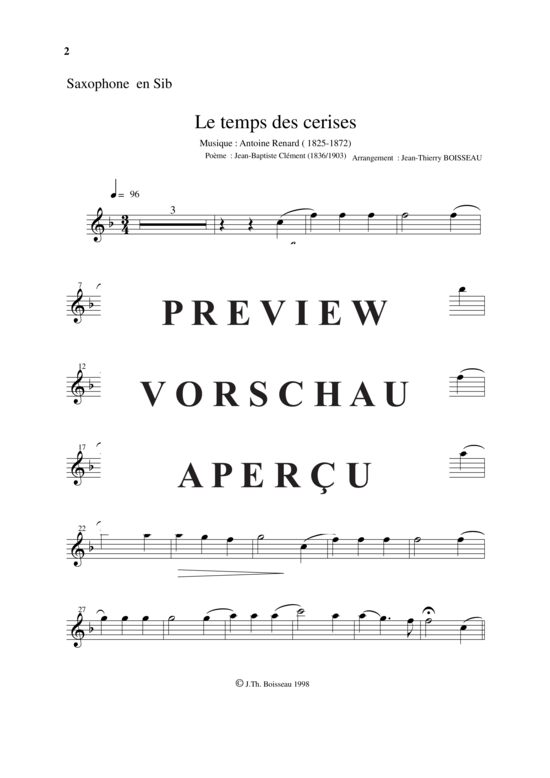 Product gallery: Page 9 of 10 Le Temps des Cerises , , (soprano or tenor saxophone + piano)