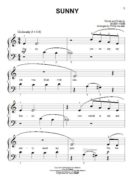 Produktgalerie: Seite 1 von 1 Sunny (arr. Phillip Keveren), Bobby Hebb, Klavier