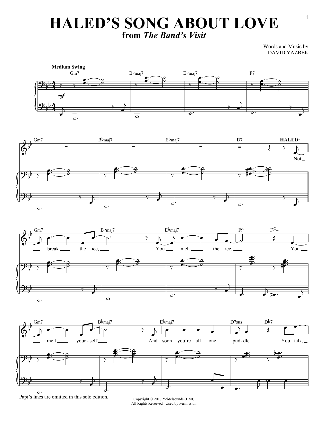 Produktbild zu: Haled's Song About Love [Solo version] (from The Band's Visit)