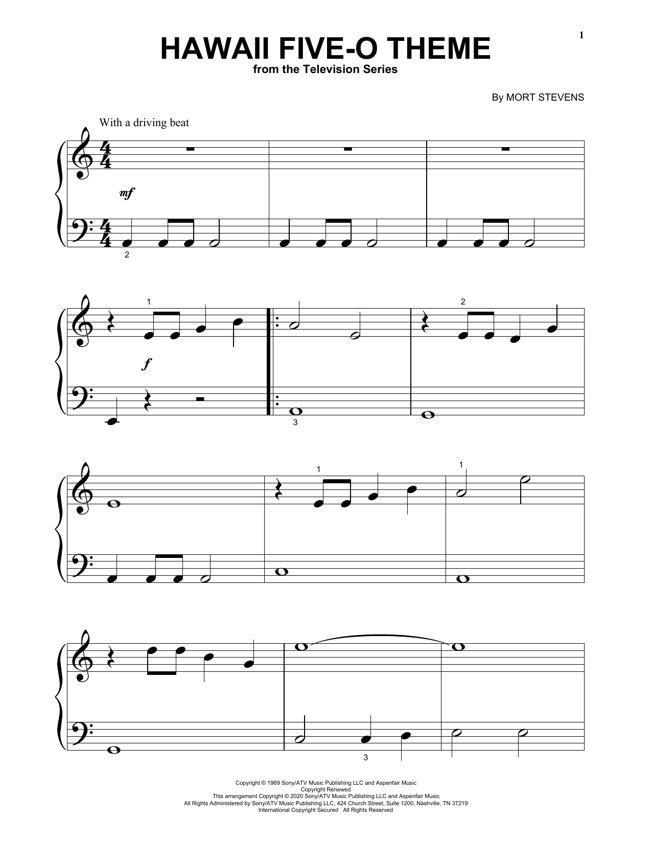 Produktgalerie: Seite 1 von 1 Hawaii Five-O Theme, The Ventures, Klavier