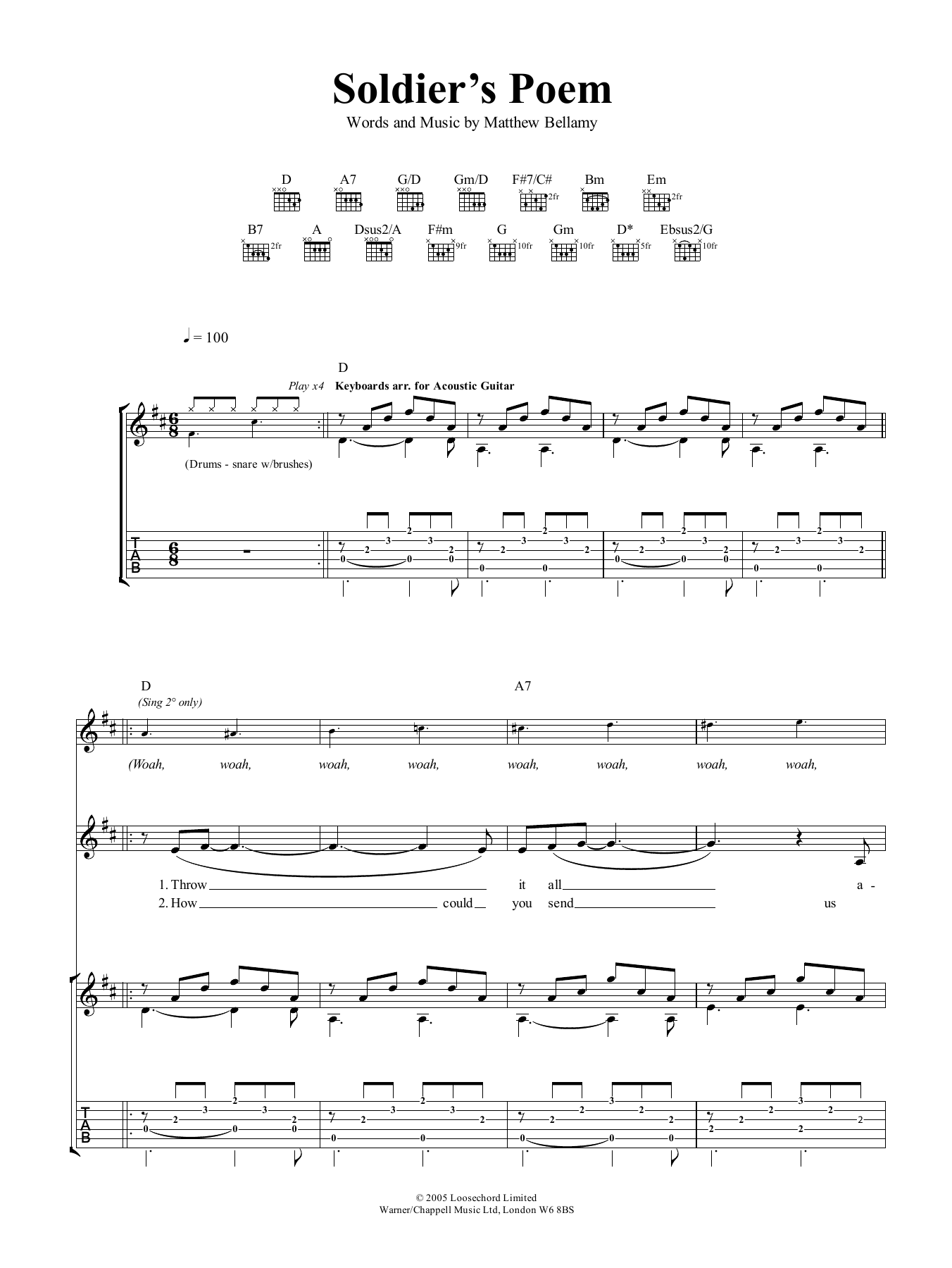 Produktgalerie: Seite 1 von 1 Soldier's Poem, Muse, Gitarre