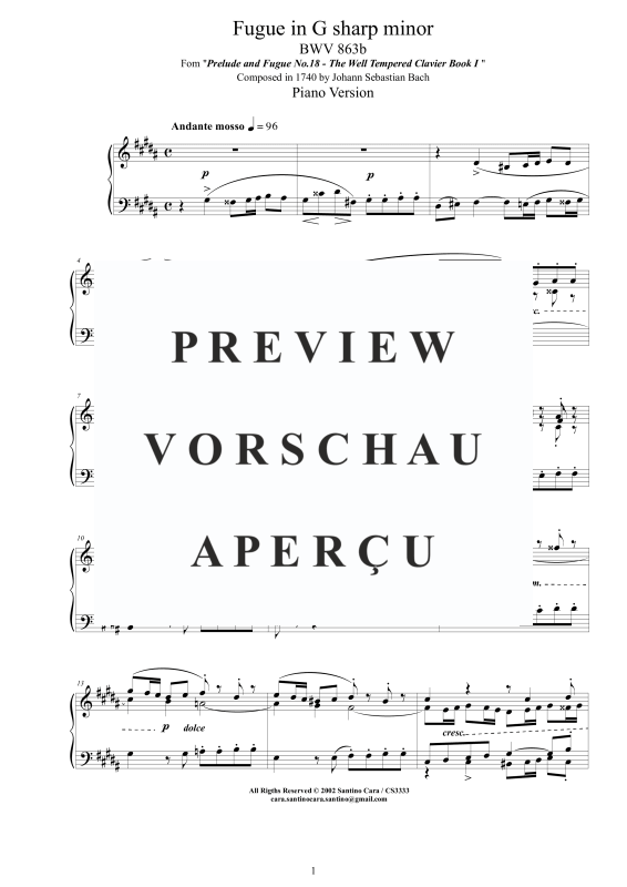Produktgalerie: Seite 2 von 4 Fuge Gis-Moll BWV 863b, , Klavier Solo